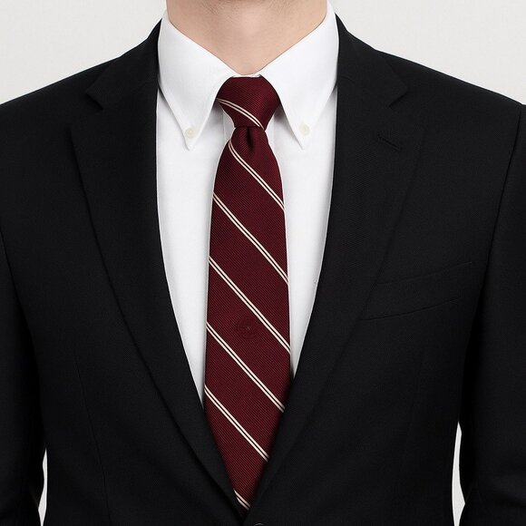 Pierre Cardin 1980s Burgundy Striped Necktie Men’s Vintage Polyester Tie - Picture 6 of 6